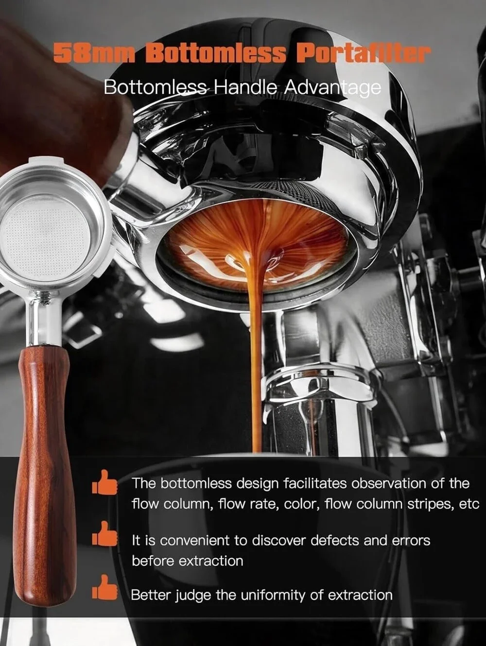 Bottomless Portafilter 58mm 3 Ears for Casabrews 5700 Series Neutron Pro Ultra 4